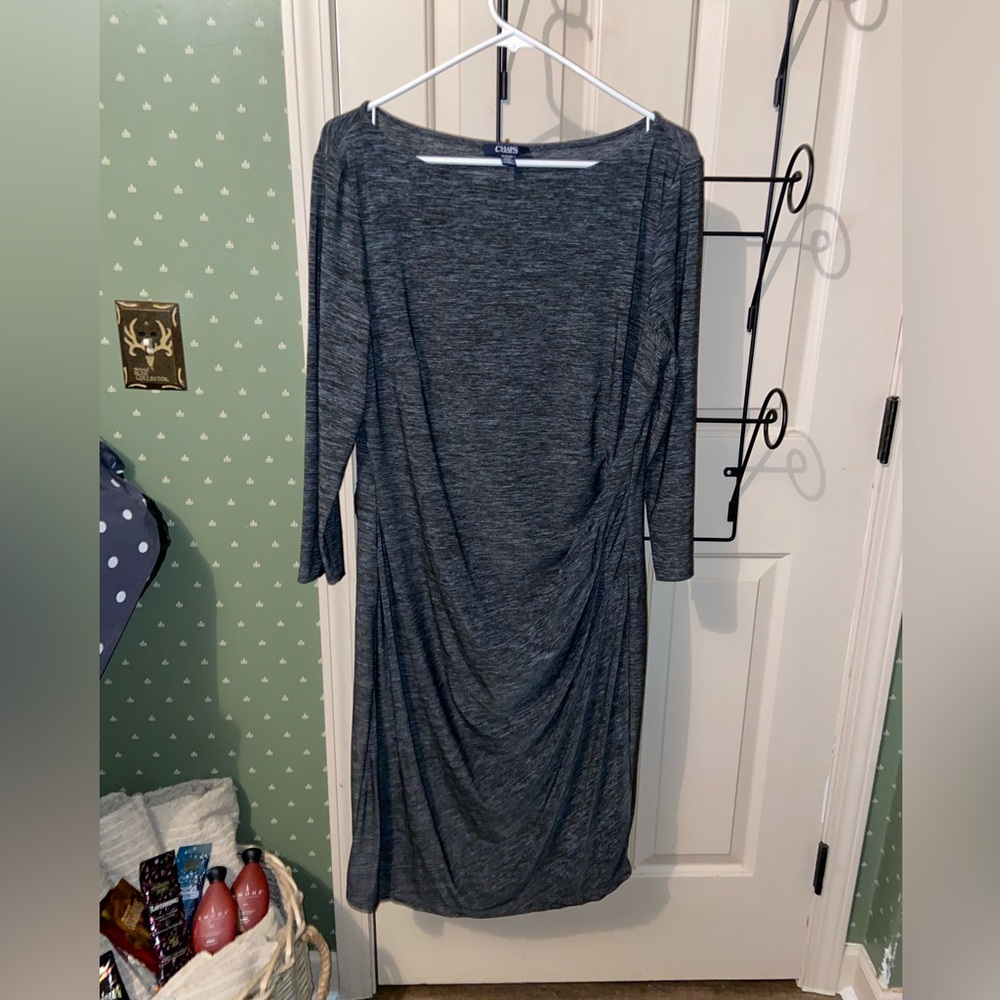 Chaps Ruched Waist 3/4 Sleeve Sheath Dress